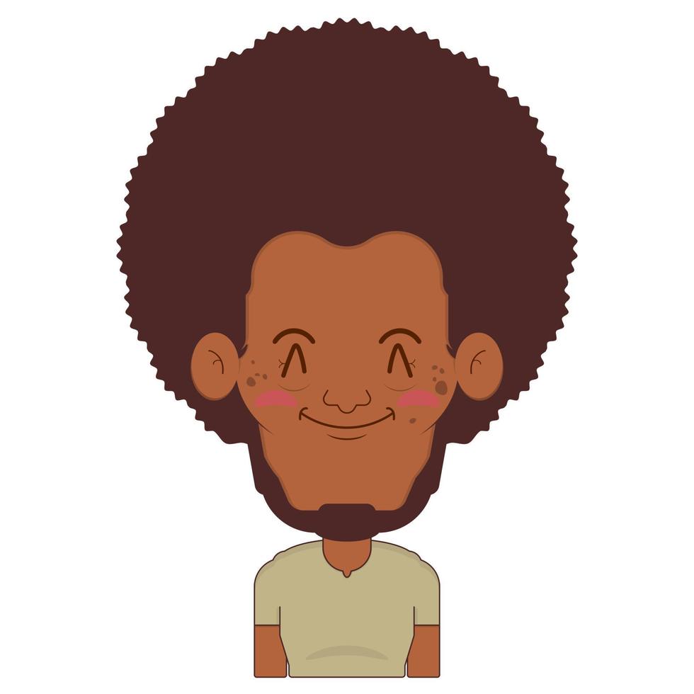 afro hombre sonrisa cara dibujos animados linda vector