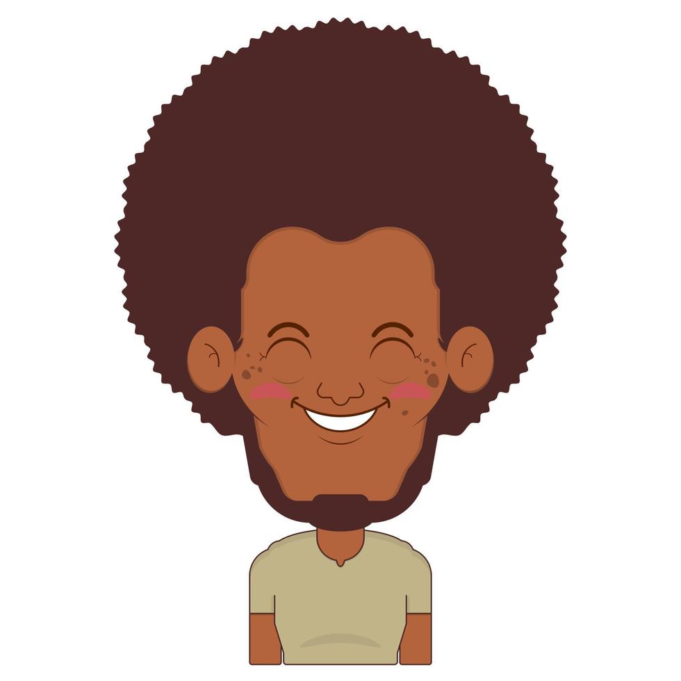 afro man smile face cartoon cute vector