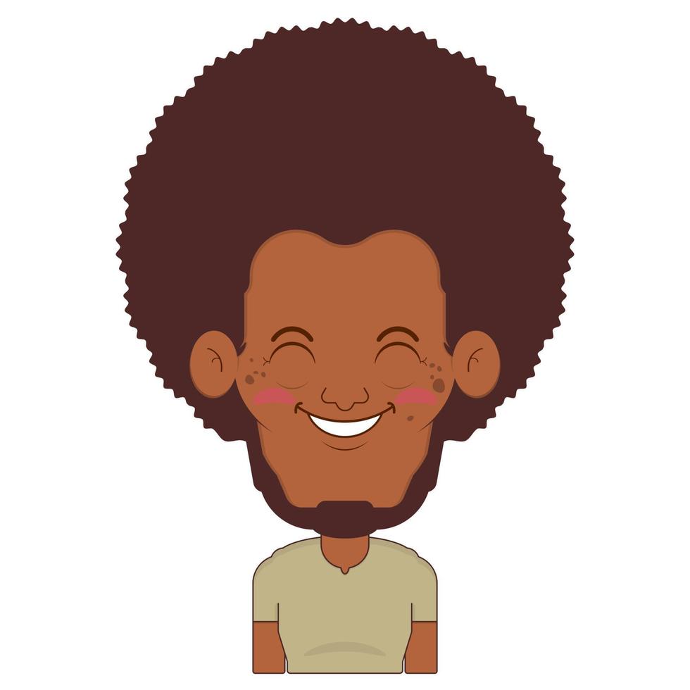 afro hombre sonrisa cara dibujos animados linda vector