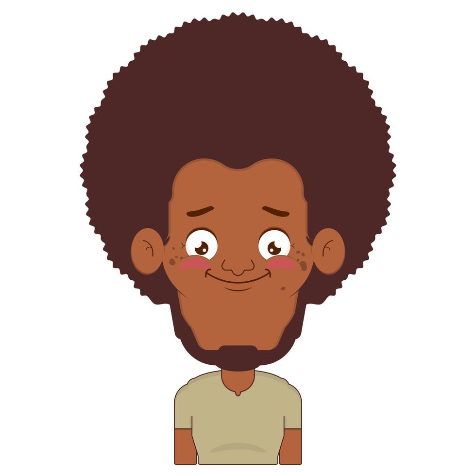 afro man smile face cartoon cute vector
