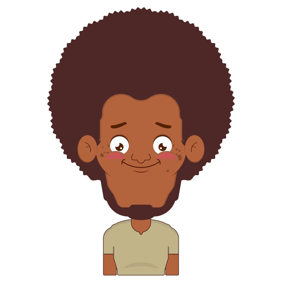 afro hombre sonrisa cara dibujos animados linda vector