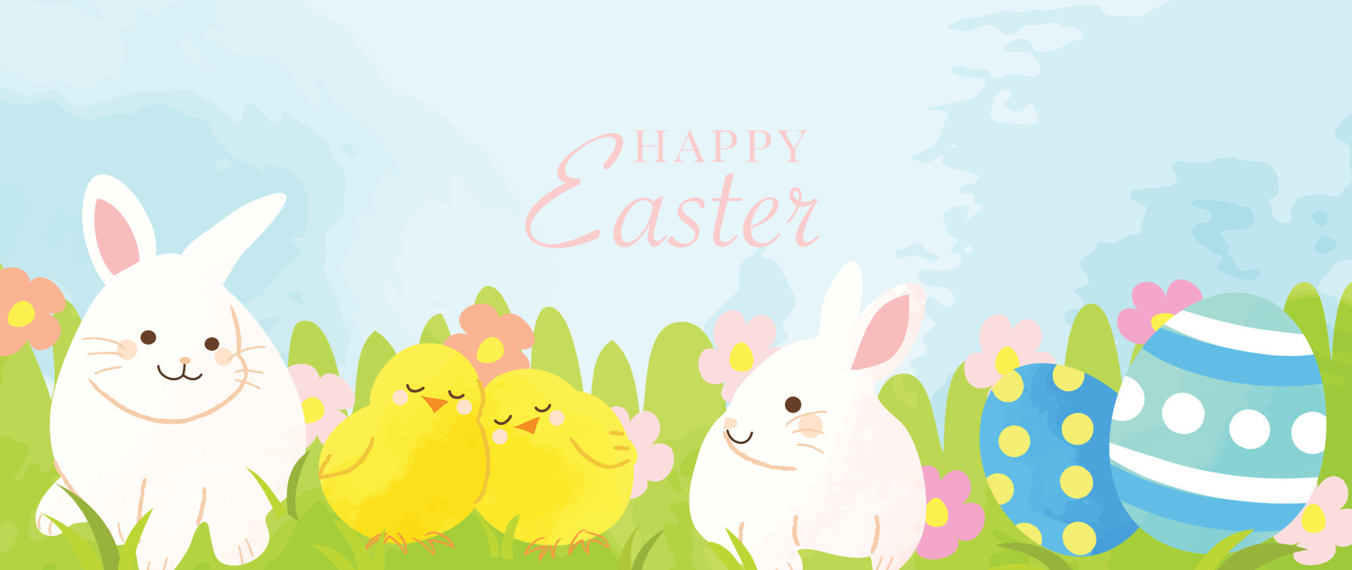 Happy Easter watercolor element background vector. Hand painted ...