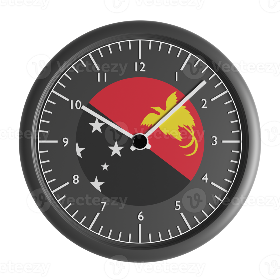 Wall clock with the flag of Papua New Guinea png
