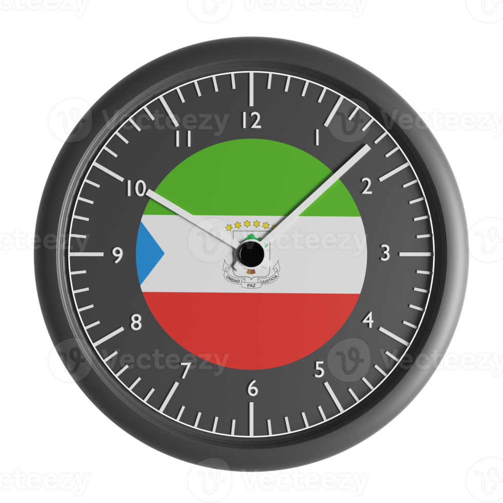 Wall clock with the flag of Equatorial Guinea png