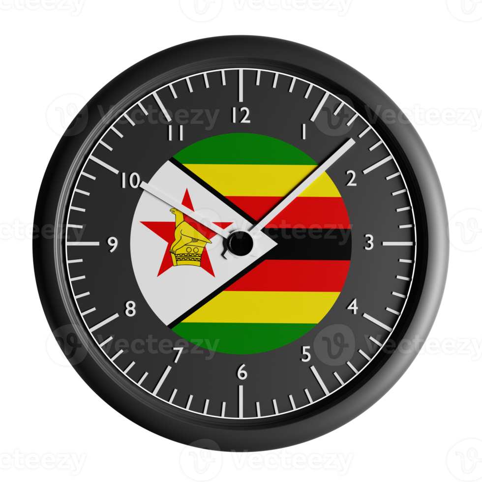 Wall clock with the flag of Zimbabwe png
