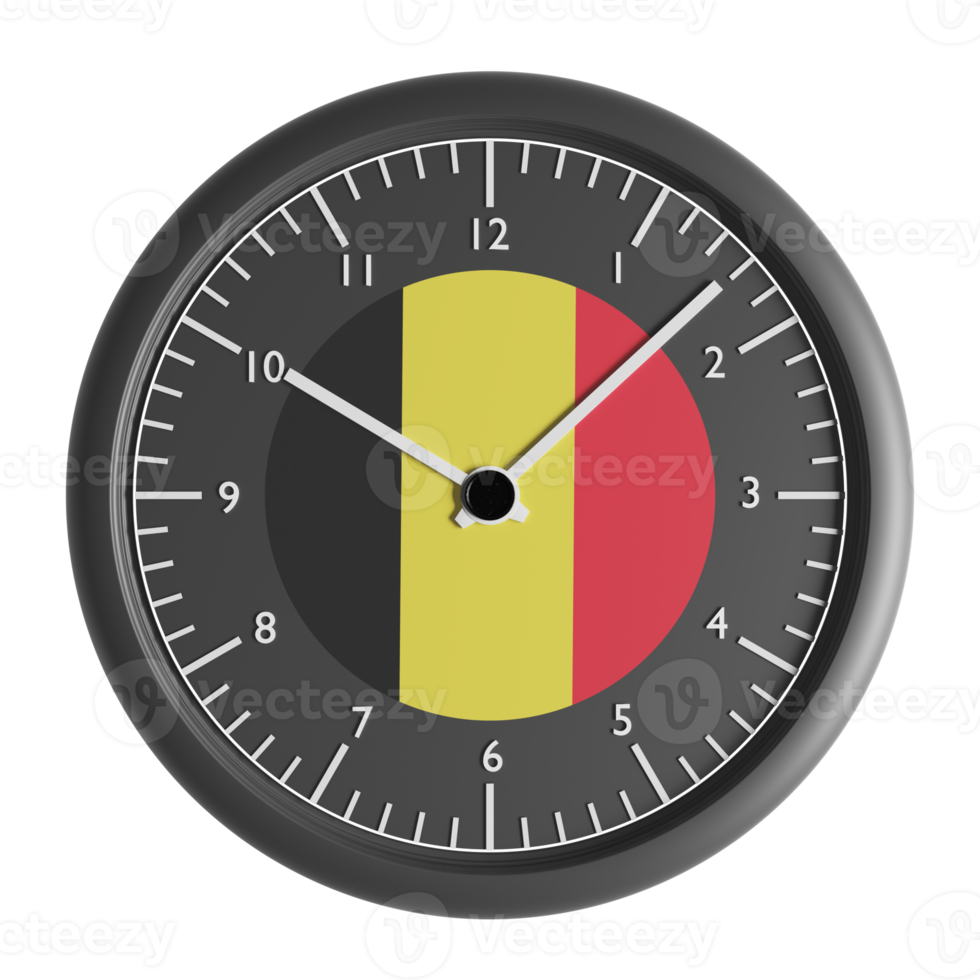 Wall clock with the flag of Belgium png