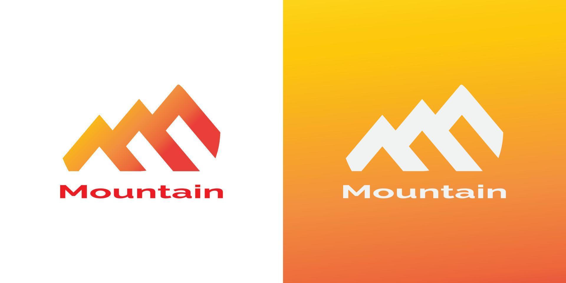 montaña o colina logo con naranja degradado color. para marcas y negocio vector