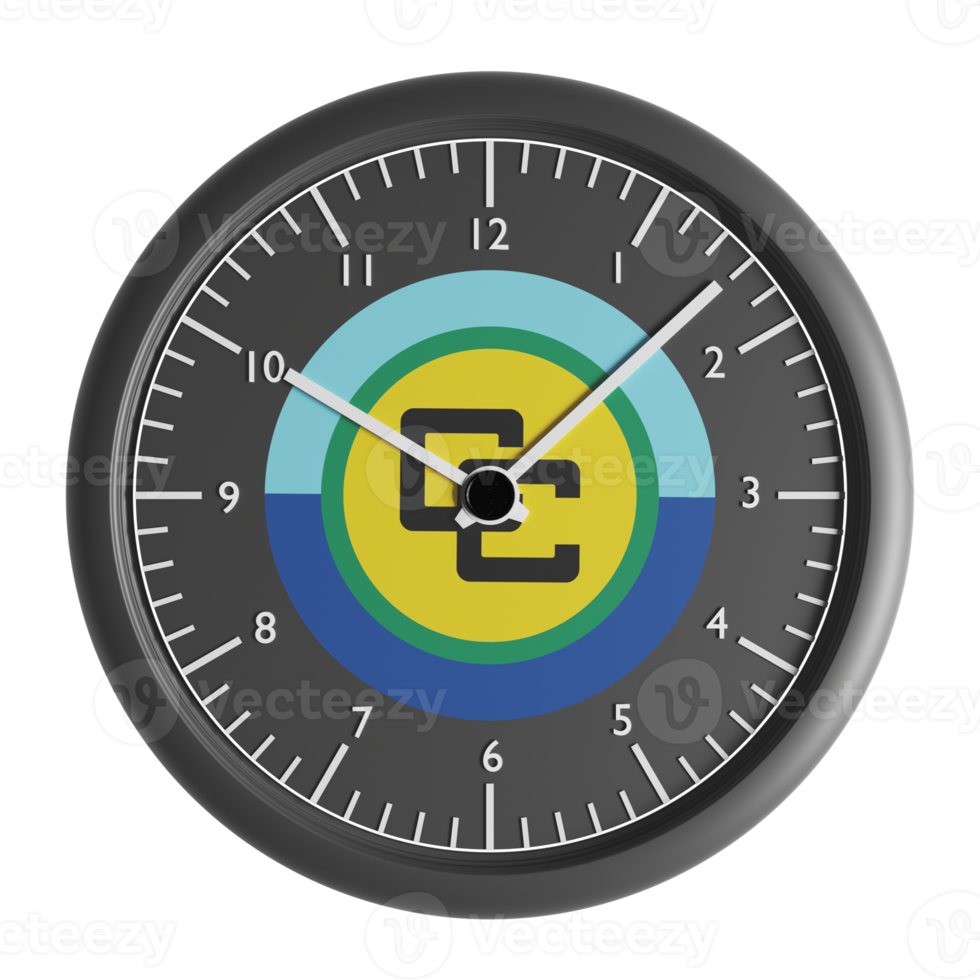 Wall clock with the flag of Caribbean Community png