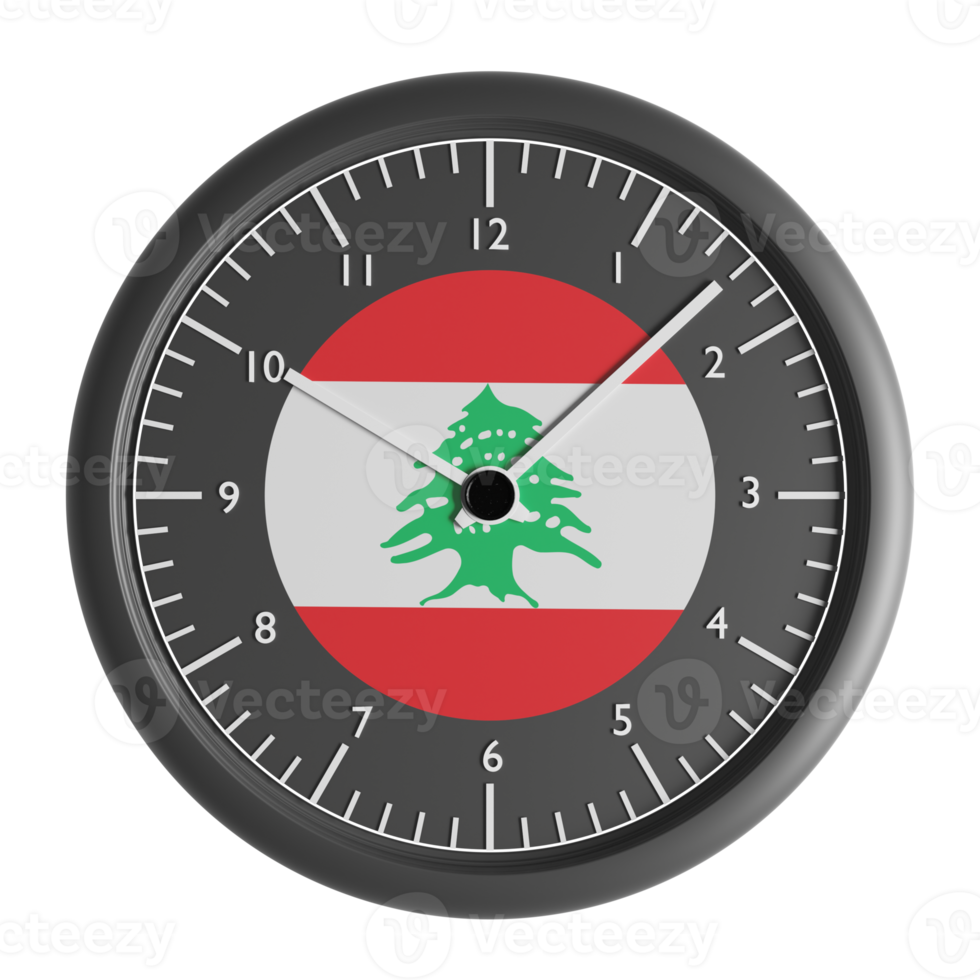 mur l'horloge avec le drapeau de Liban png