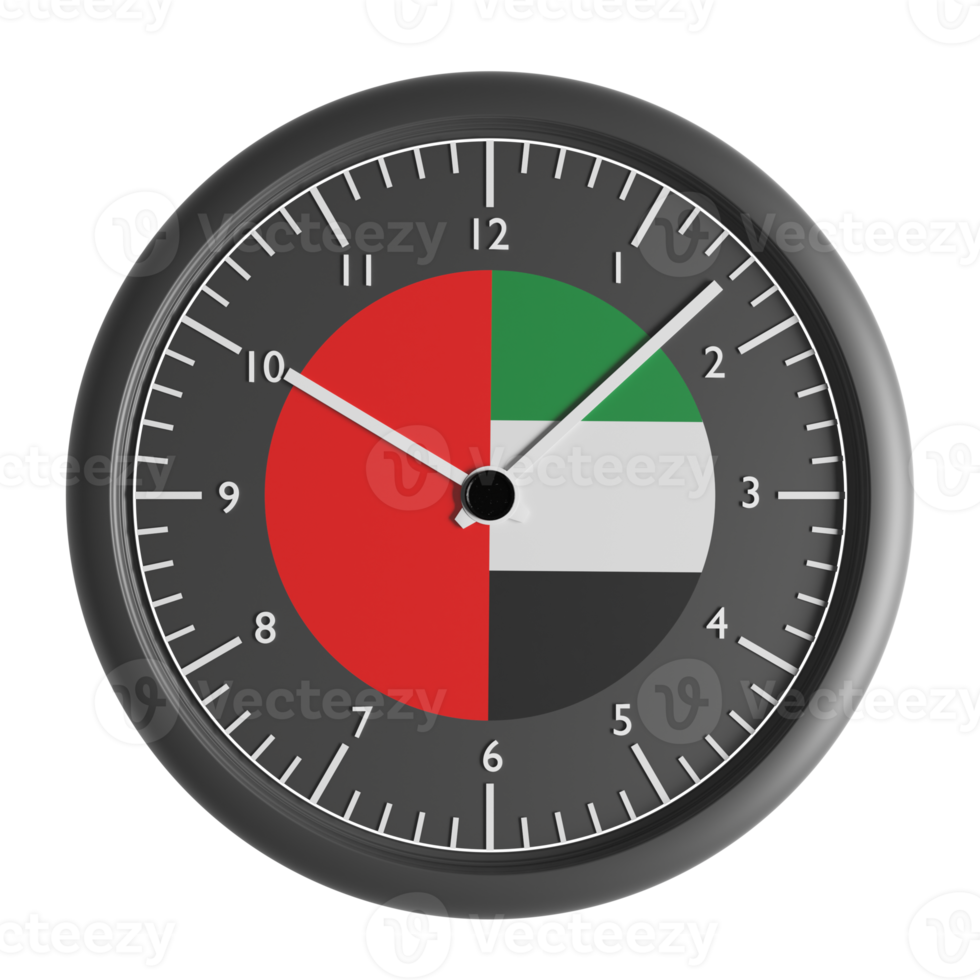 Mauer Uhr mit das Flagge von vereinigt arabisch Emirate png