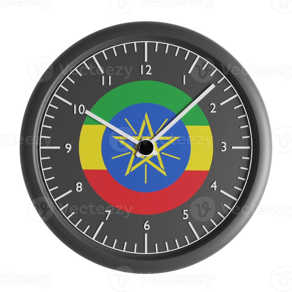 Wall clock with the flag of Ethiopia png