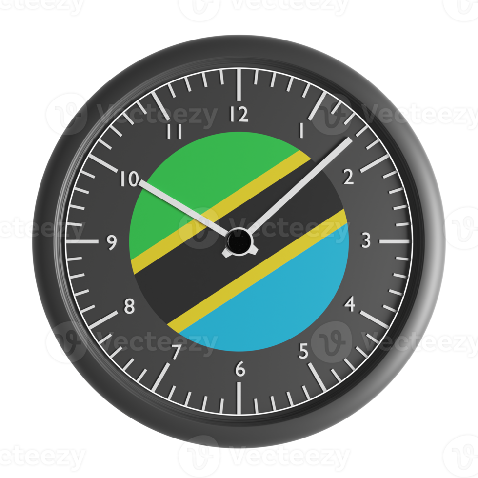Wall clock with the flag of Tanzania png