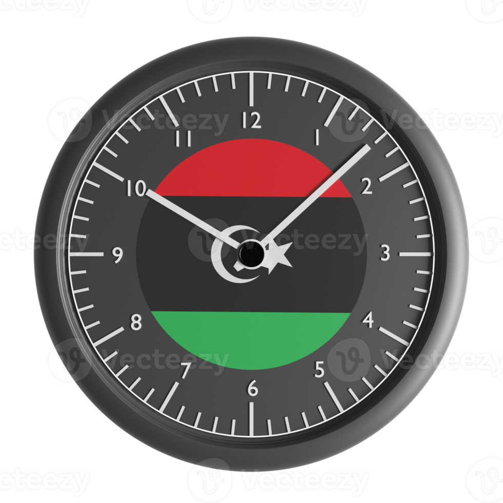 Wall clock with the flag of Libya png