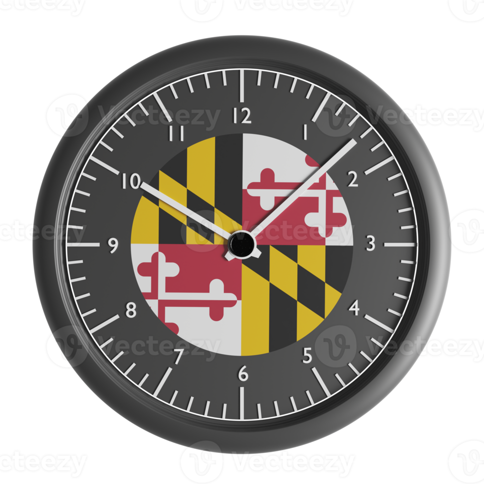 Wall clock with the flag of Maryland png