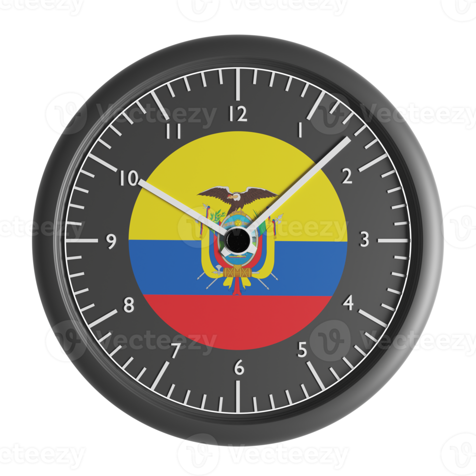 Mauer Uhr mit das Flagge von Ecuador png