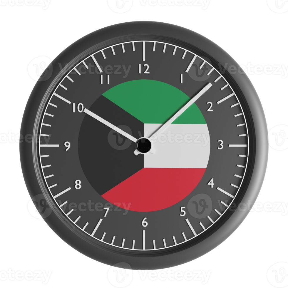 Wall clock with the flag of Kuwait png