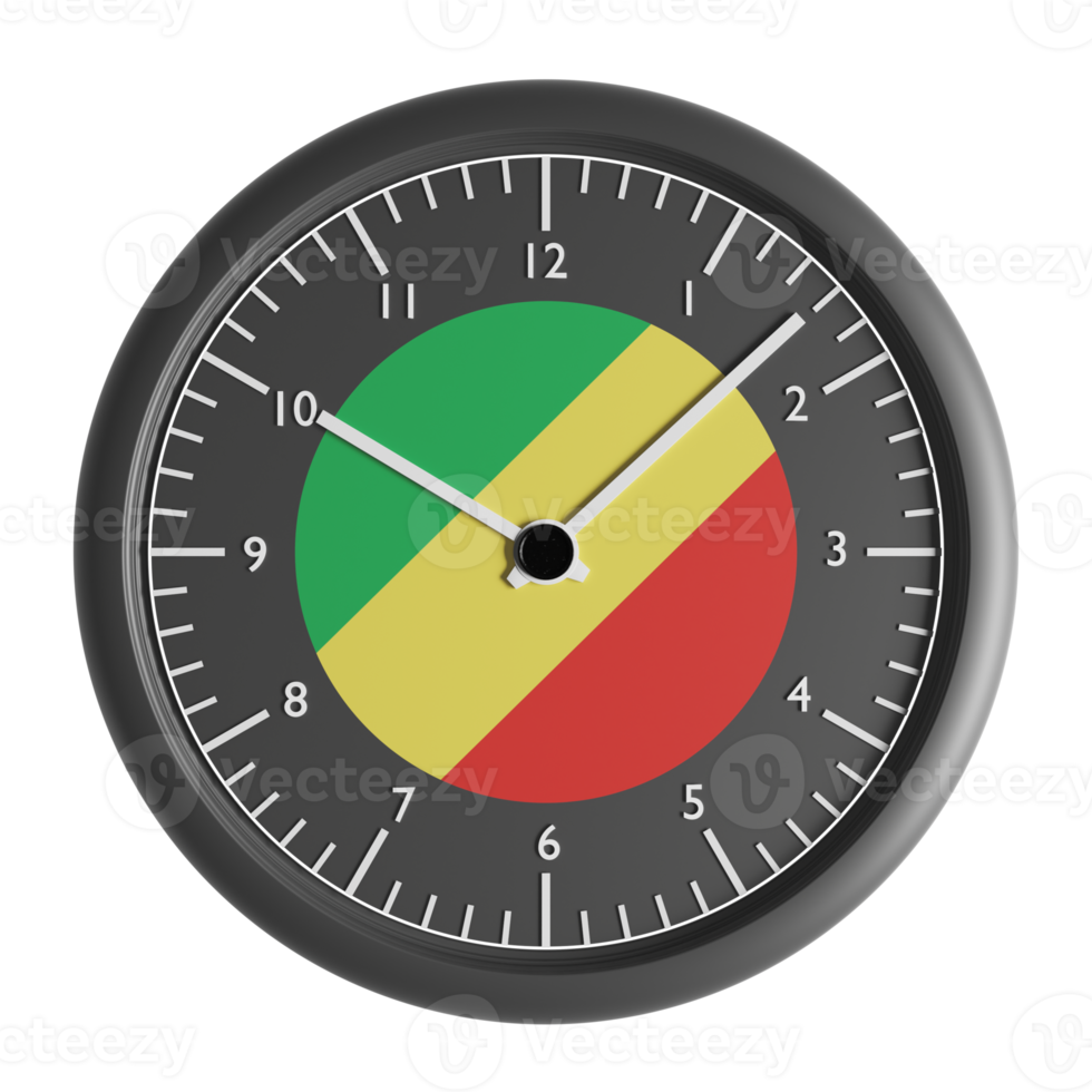 Wall clock with the flag of Republic of Congo png