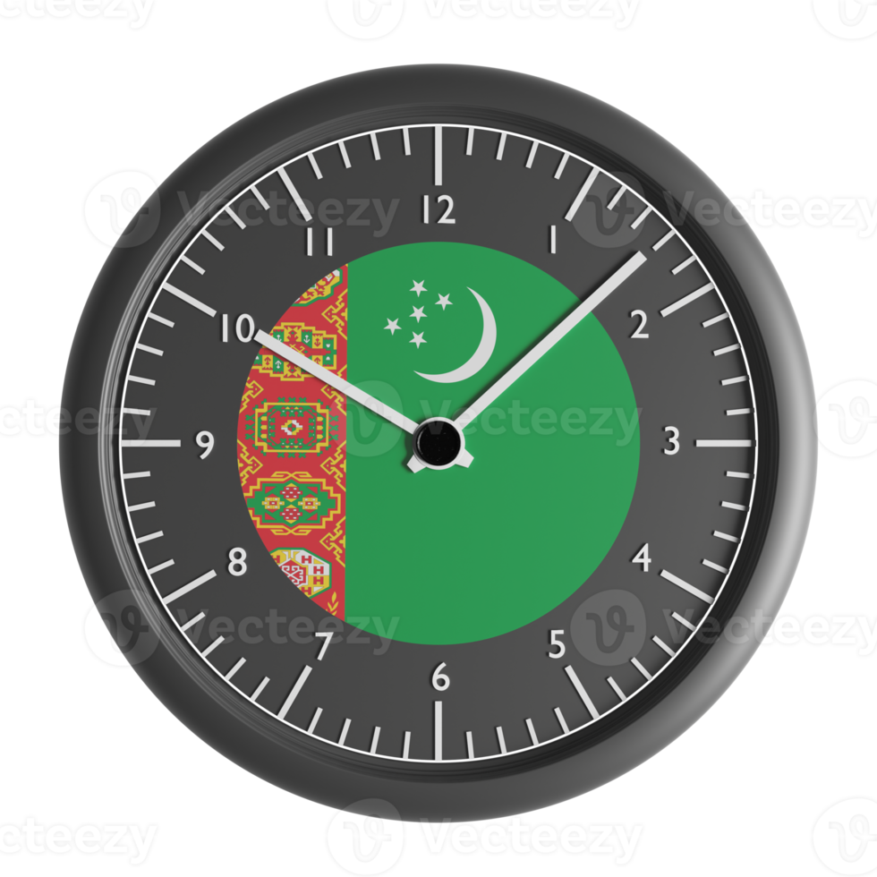 Wall clock with the flag of Turkmenistan png