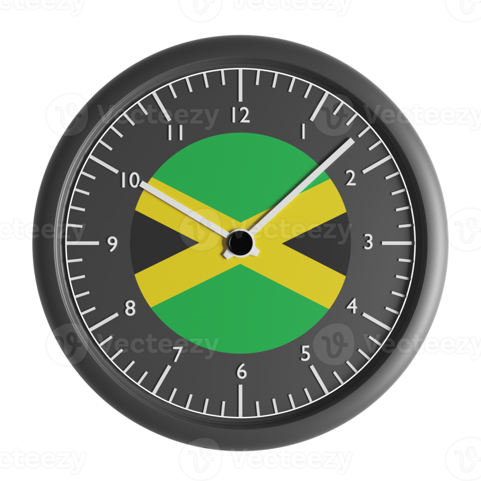 Wall clock with the flag of Jamaica png