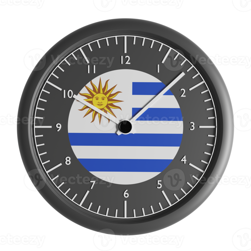 mur l'horloge avec le drapeau de Uruguay png