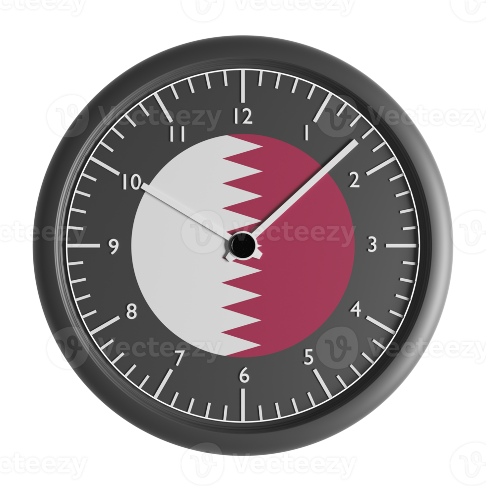 Wall clock with the flag of Qatar 20999041 PNG