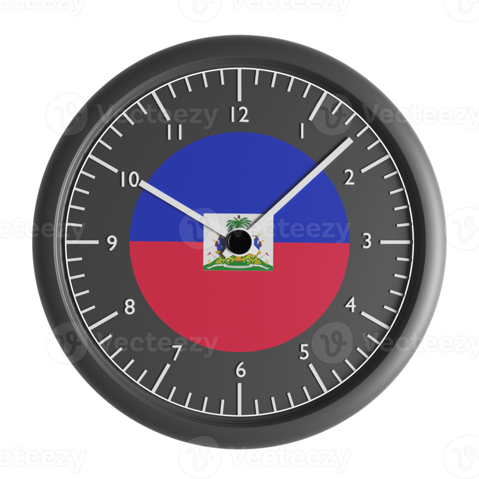 Wall clock with the flag of Haiti png