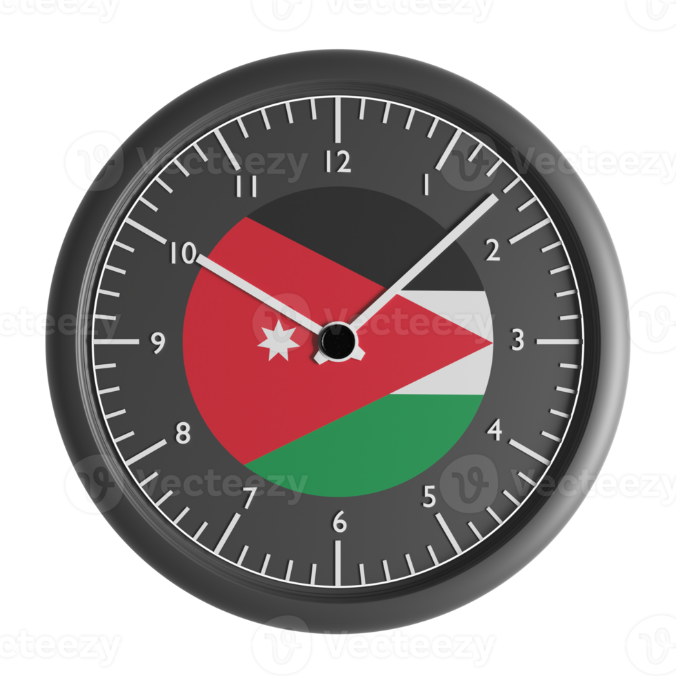 Wall clock with the flag of Jordan png