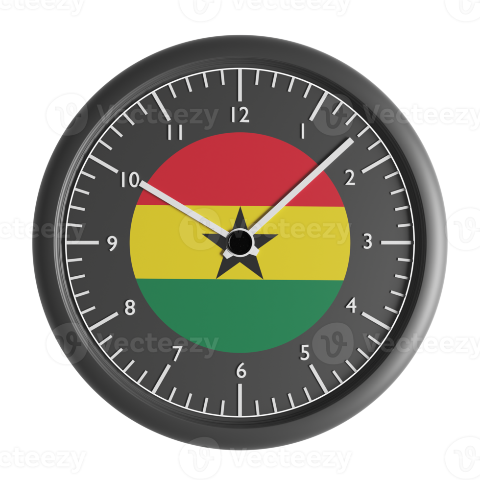 Wall clock with the flag of Ghana png