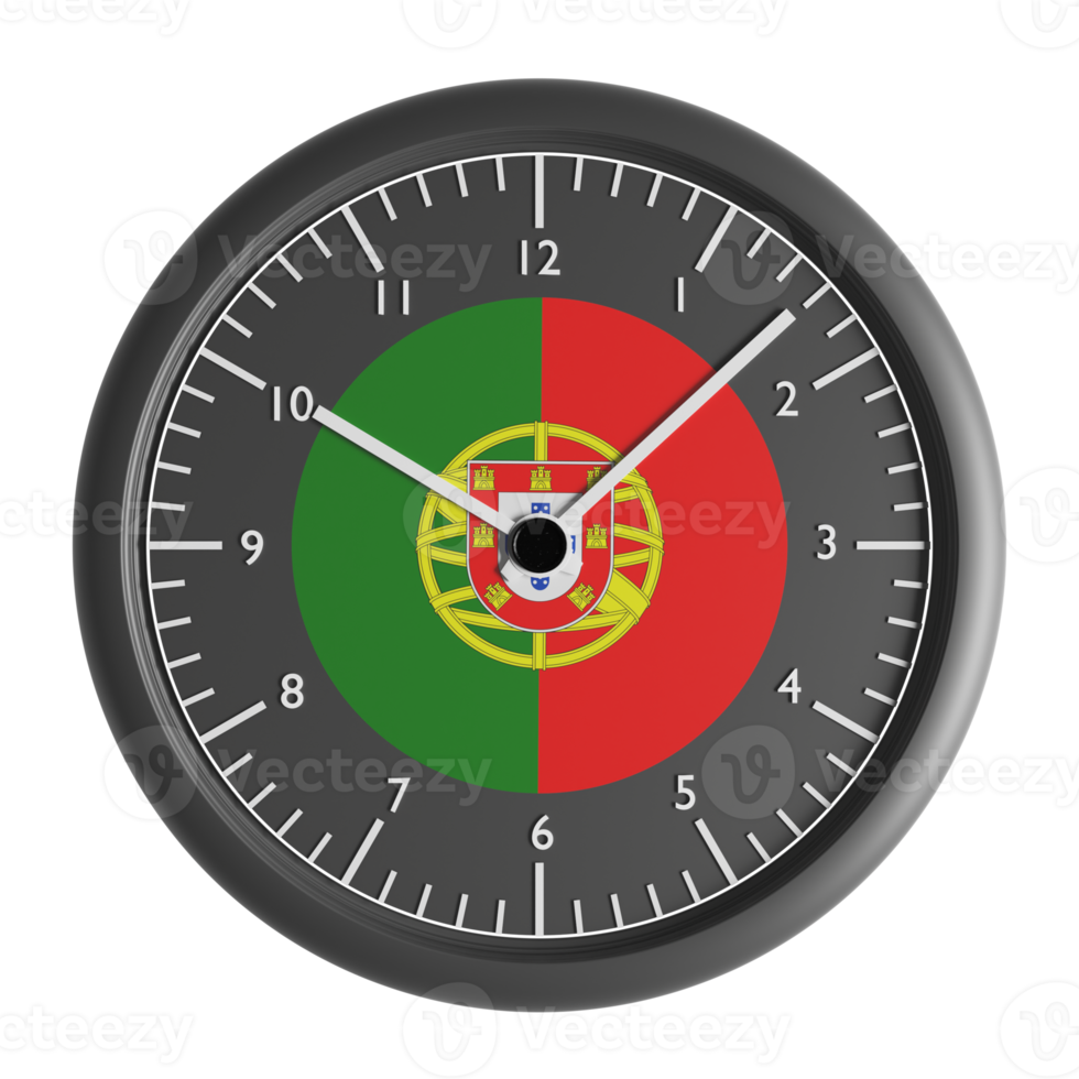 Wall clock with the flag of Portugal png