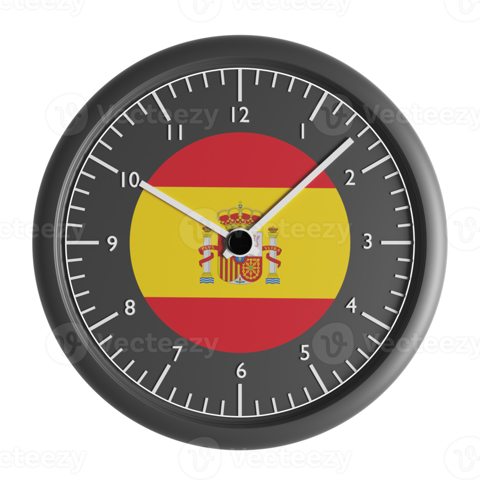 mur l'horloge avec le drapeau de Espagne png