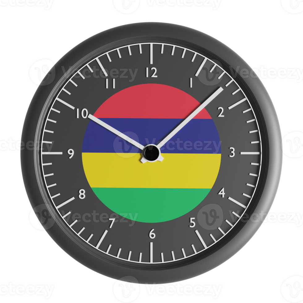 Wall clock with the flag of Mauritius png