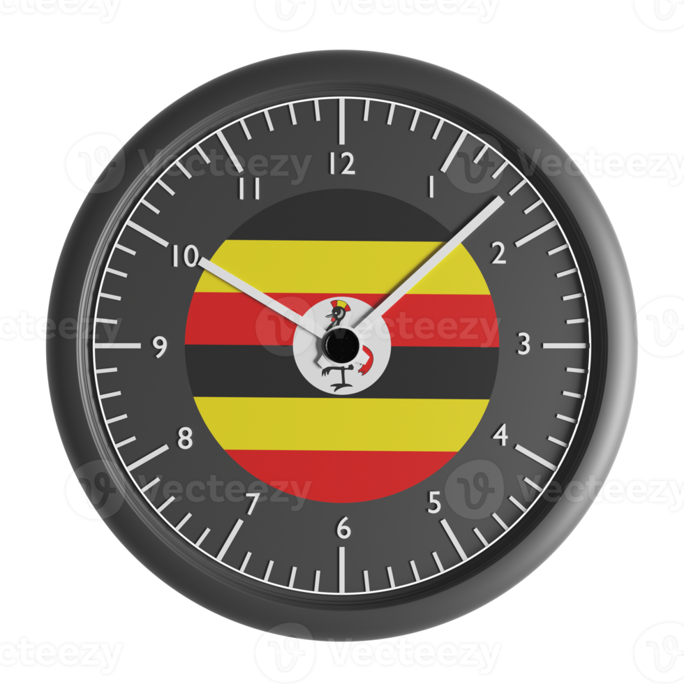 Wall clock with the flag of Uganda png
