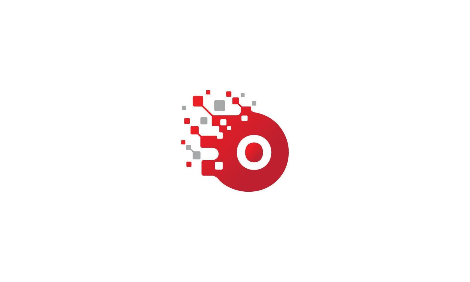 O logo. O letter. Initial letter O linked circle and dot logo. O design. Red and gray O letter. O letter logo design. Pro Vector
