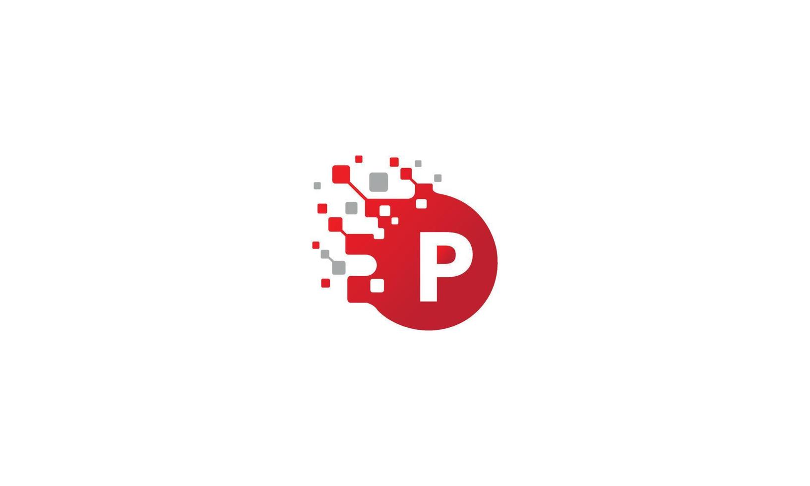 P logo. P letter. Initial letter P linked circle and dot logo. P design. Red and gray P letter. P letter logo design. Pro Vector