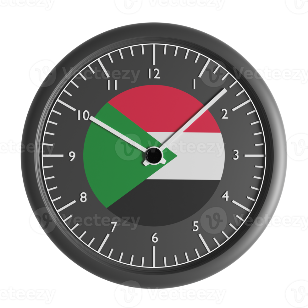 Wall clock with the flag of Sudan png