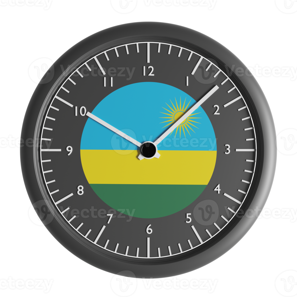 Wall clock with the flag of Rwanda 20999204 PNG