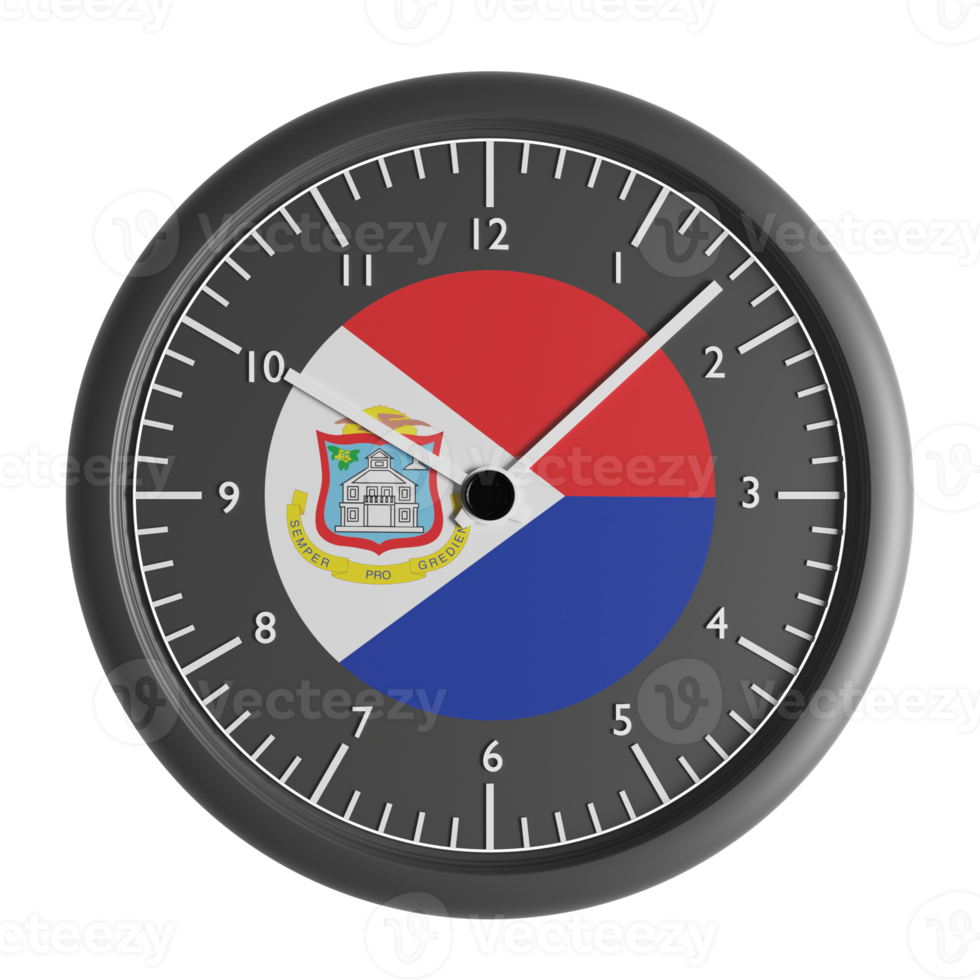 Wall clock with the flag of Sint Maarten png