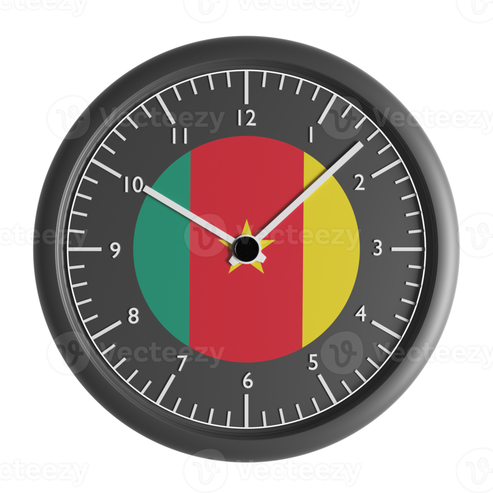 Wall clock with the flag of Cameroon png