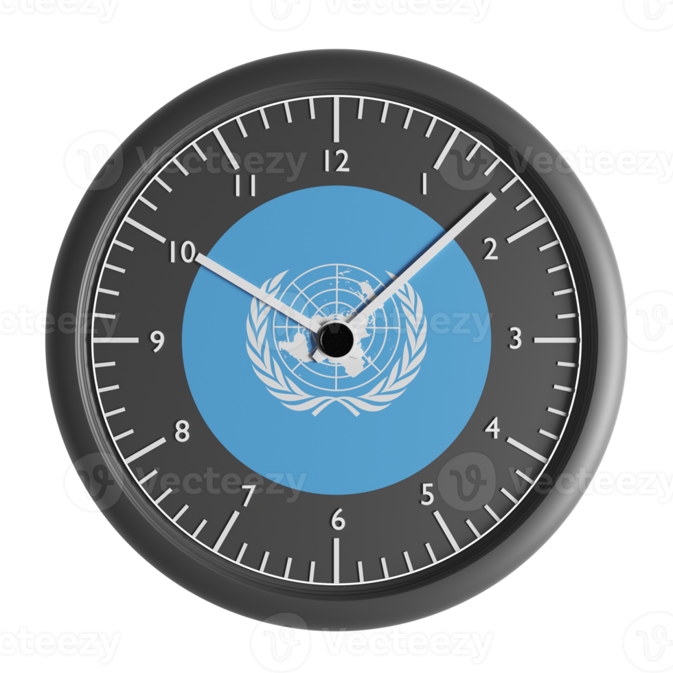 Wall clock with the flag of United Nations png