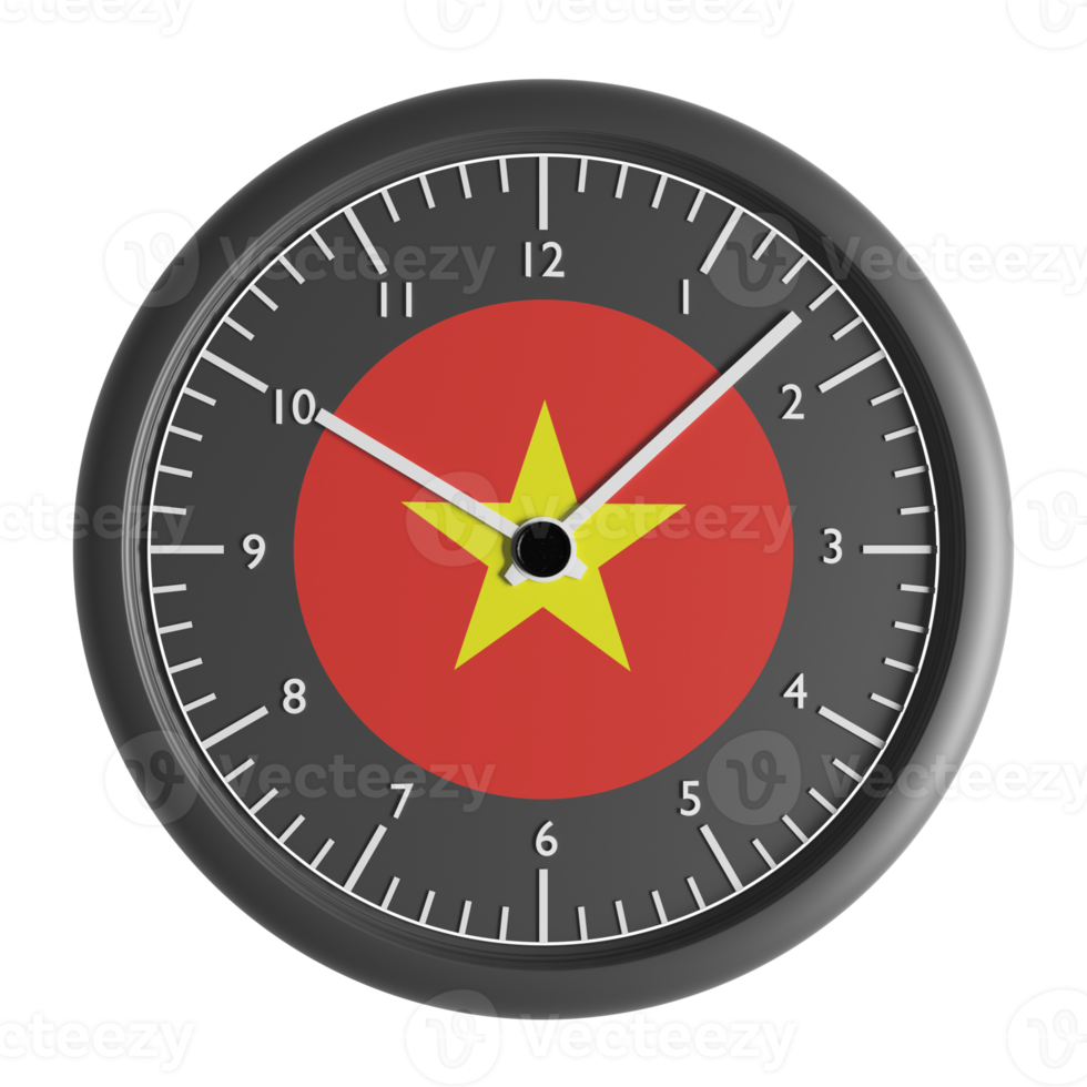 Wall clock with the flag of Vietnam png