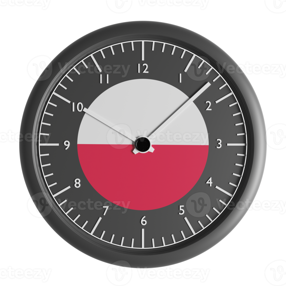 Wall clock with the flag of Poland png