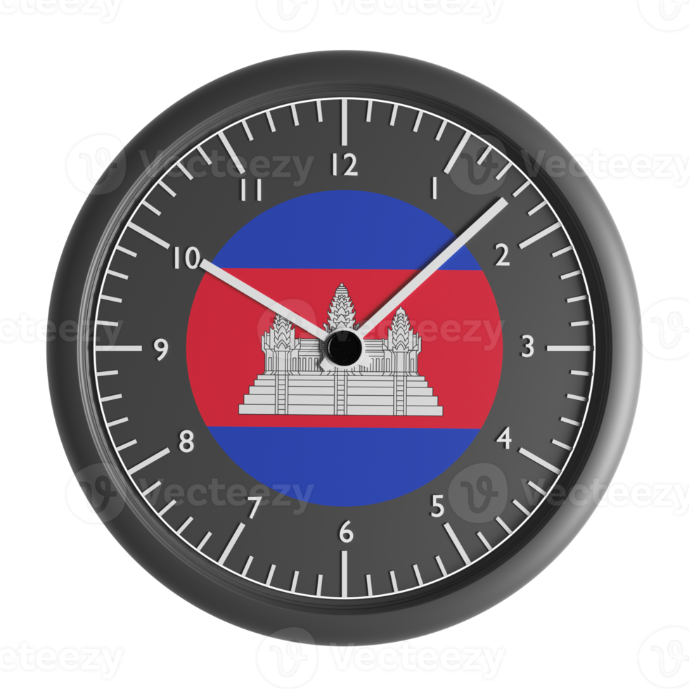 Wall clock with the flag of Cambodia png