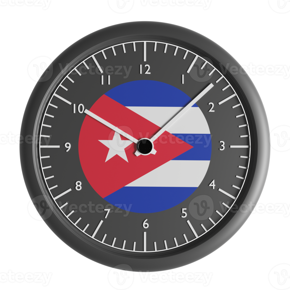 Wall clock with the flag of Cuba png