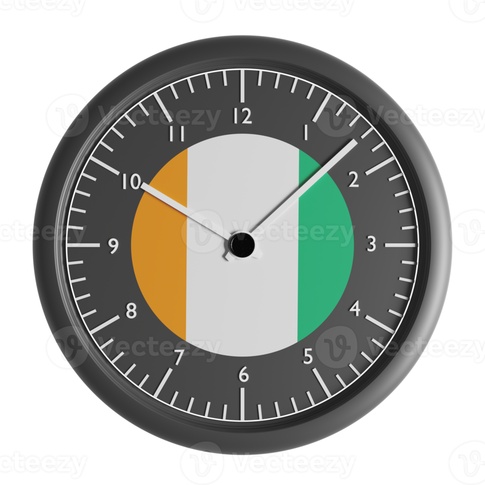 Wall clock with the flag of Ivory Coast png