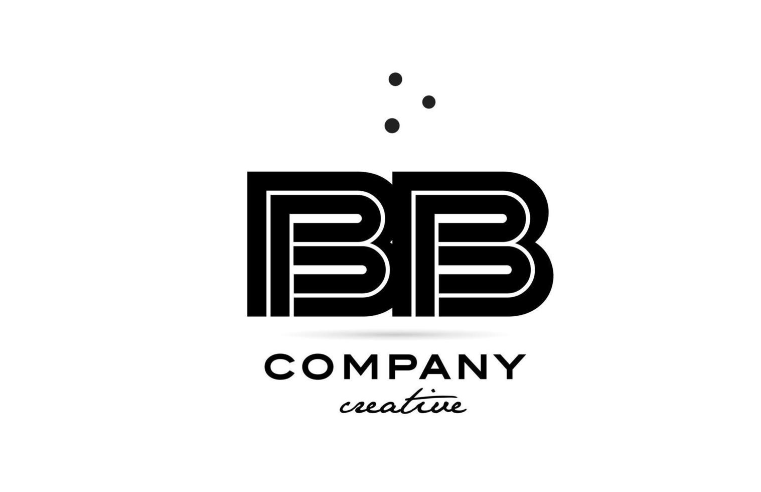 BB black and white combination alphabet bold letter logo with dots. Joined creative template design for company and business vector