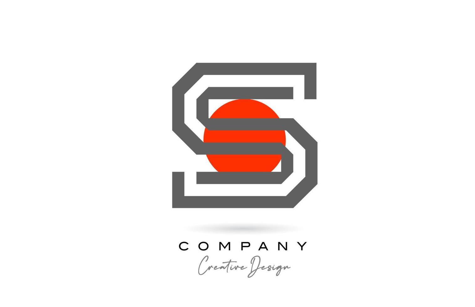gris línea s alfabeto letra logo icono diseño con rojo punto. creativo modelo para empresa y negocio vector