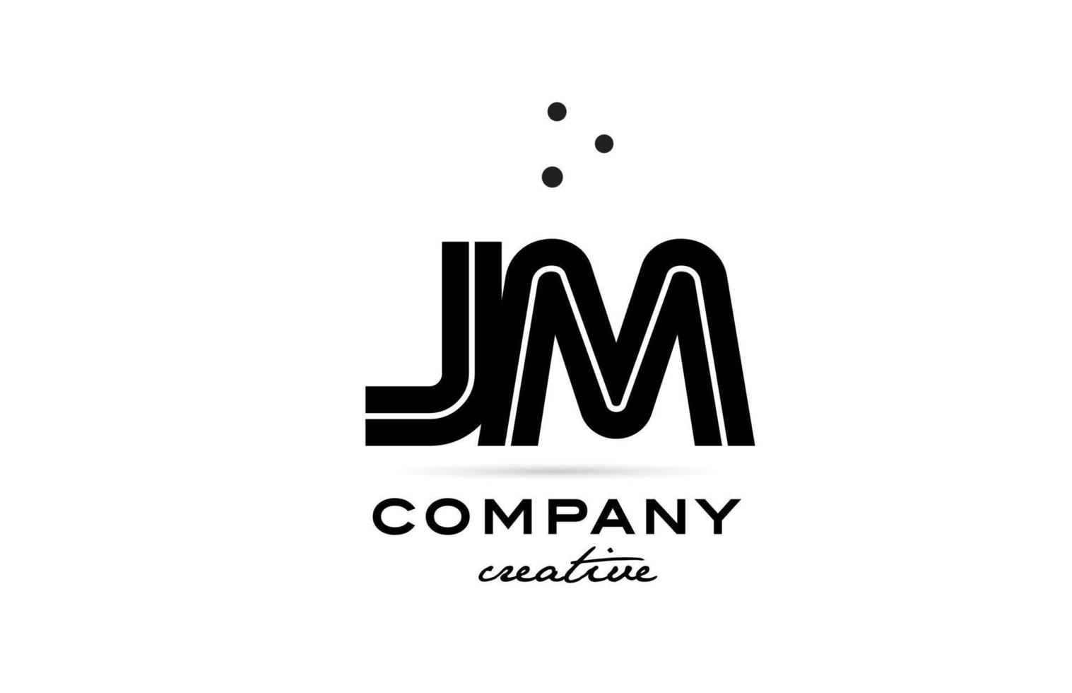 JM black and white combination alphabet bold letter logo with dots. Joined creative template design for company and business vector