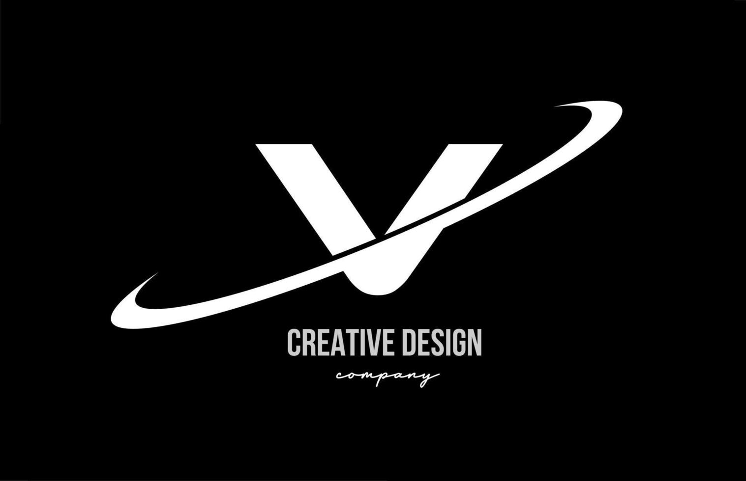 Black white V alphabet letter logo with big swoosh. Corporate creative template design for company and business vector