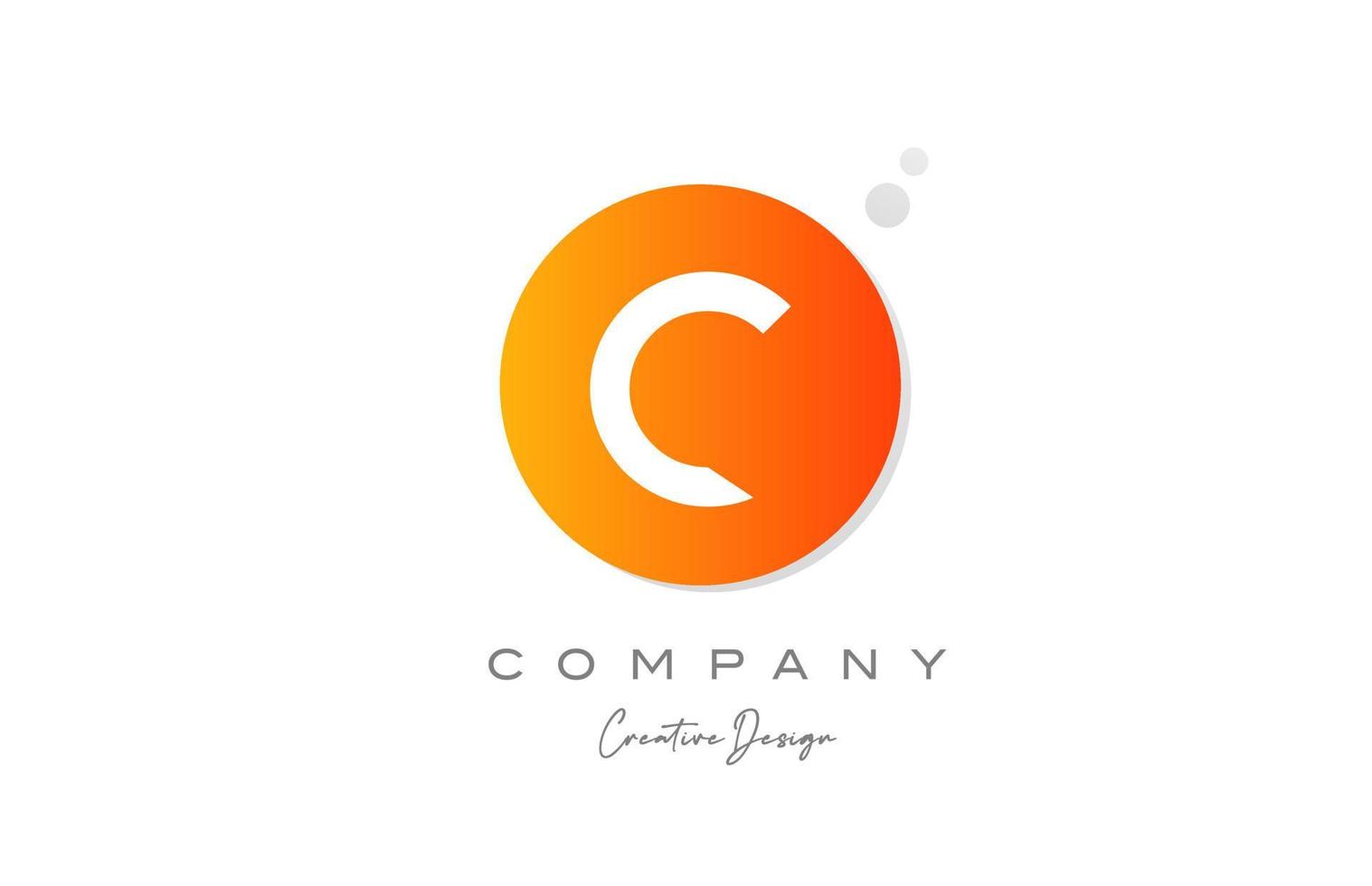 C orange sphere alphabet letter logo icon design with dot. Creative template for company and business vector