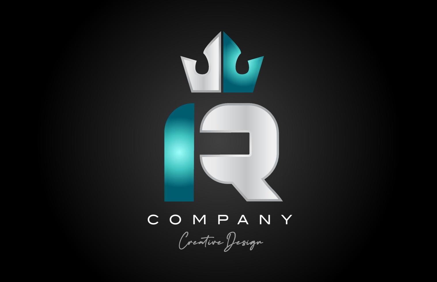 blue grey R alphabet letter logo icon design. Creative crown king template for business and company vector